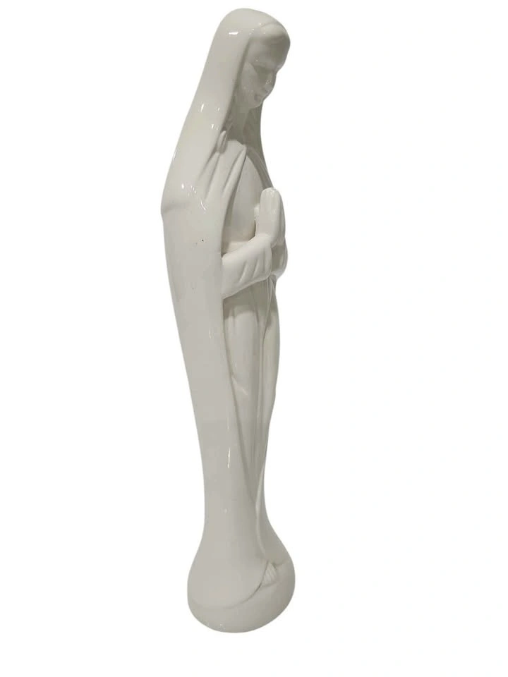 White Porcelain Mary Madonna Figurine S Catholic Religious 13 In - photo 2