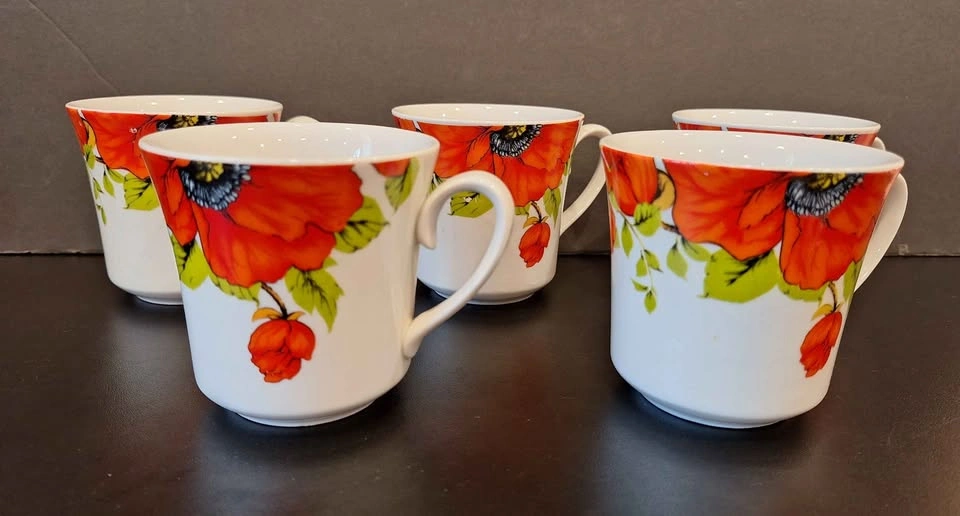 Red Poppy cups Dulevo Дулево Russian 5 cups 200 ml - photo 3
