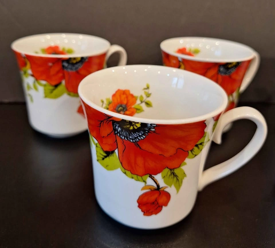 Red Poppy cups Dulevo Дулево Russian 5 cups 200 ml - photo 4