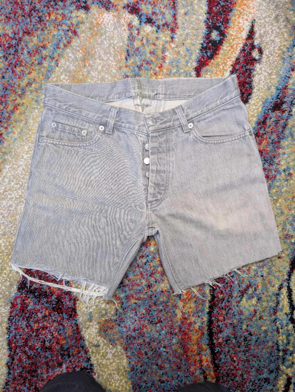 Vintage Helmut Lang Cutoff Shorts Gray Denim 2000s Size 32