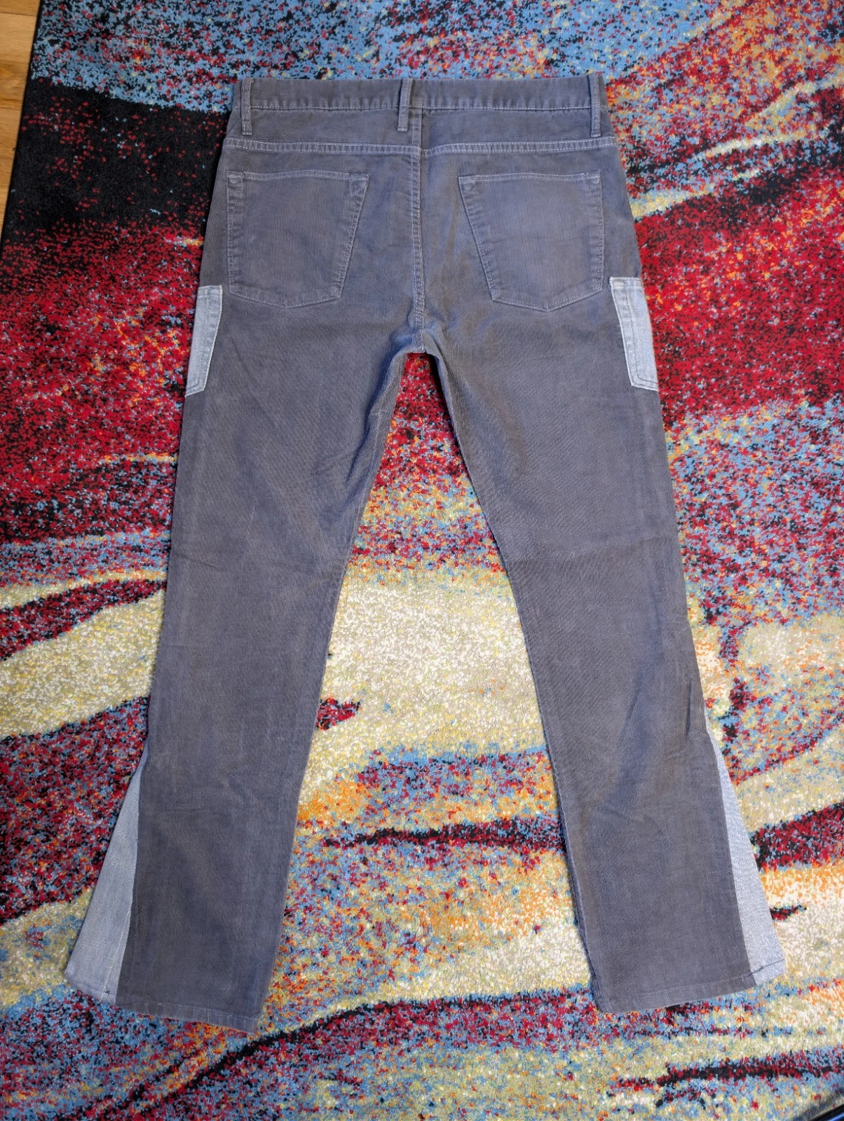 Helmut Lang Gray Corduroy Cargo Flared Jeans - Size 32 - photo 2