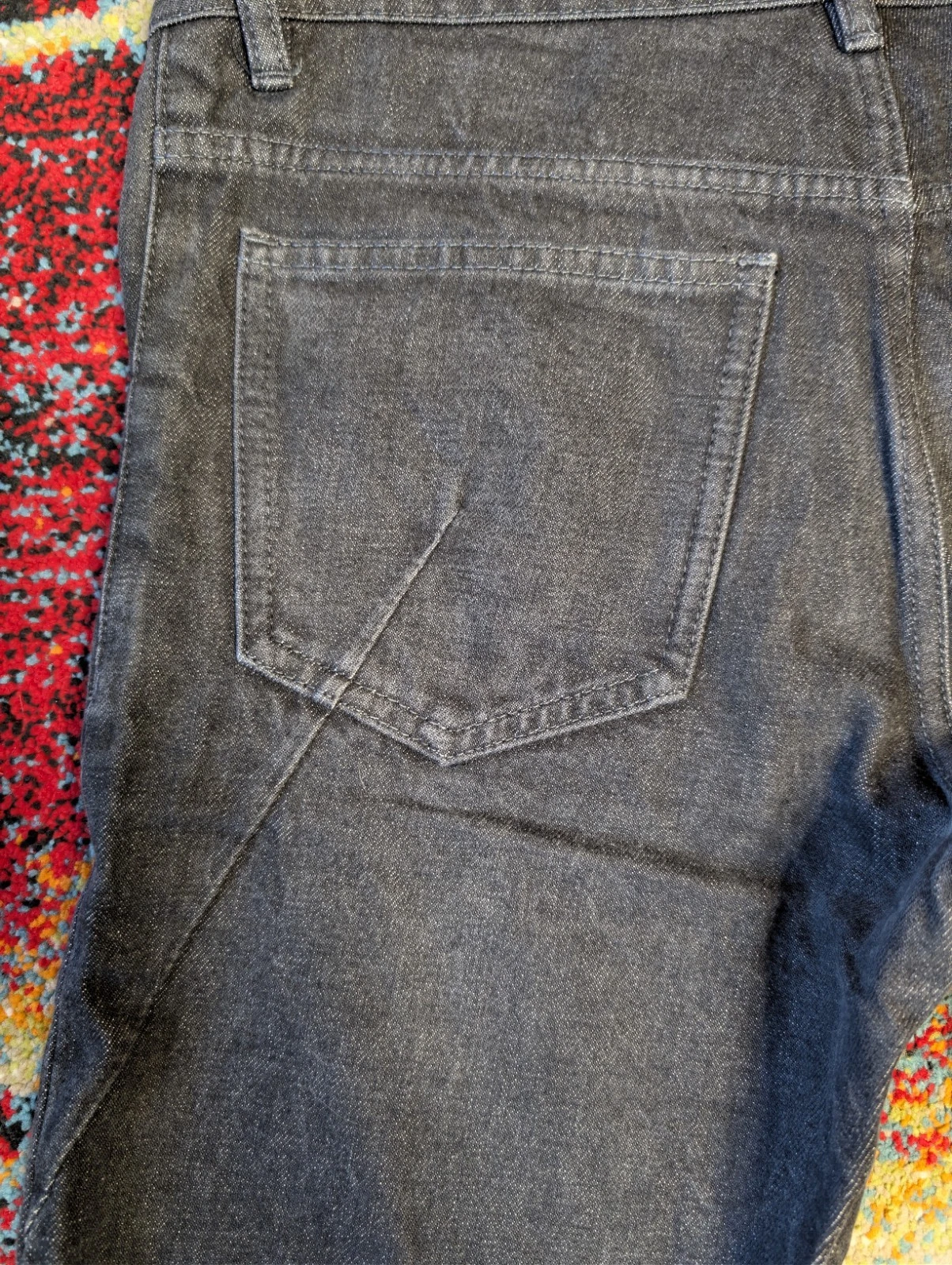 ATTACHMENT Gray Raw Denim Jeans w/ Curved Hem & Flare - photo 2