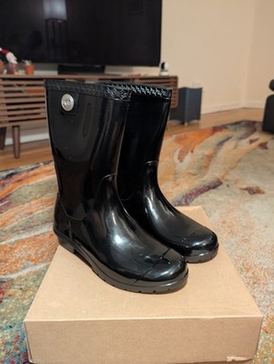 UGG Sienna Waterproof Women's Mid-Calf Rain Boots Black Size 6