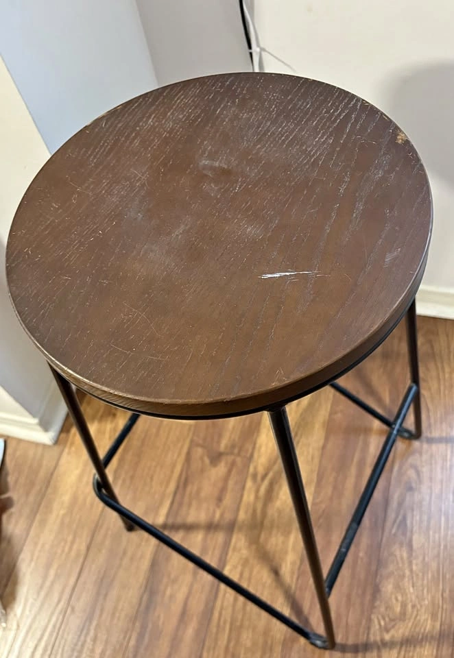CANVAS Axel Round Metal & Solid Wood Top Counter Stool