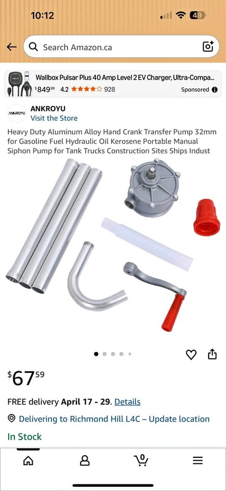 Heavy Duty Aluminum Hand Crank Transfer Pump - Brand New