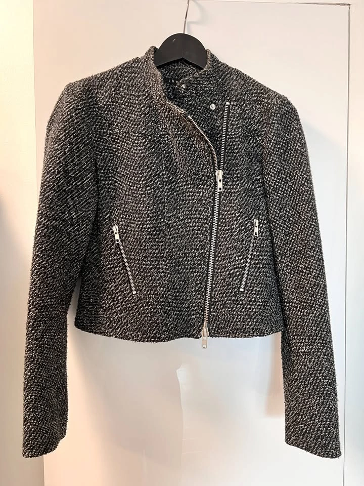 Theory Grey Cotton Moto Biker Twill Jacket - photo 5