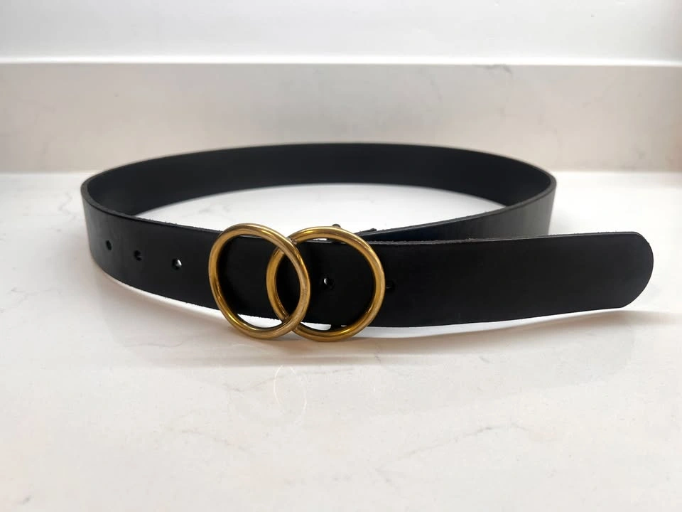 Aritzia Babaton Double Ring Black Leather Belt - Medium - photo 4