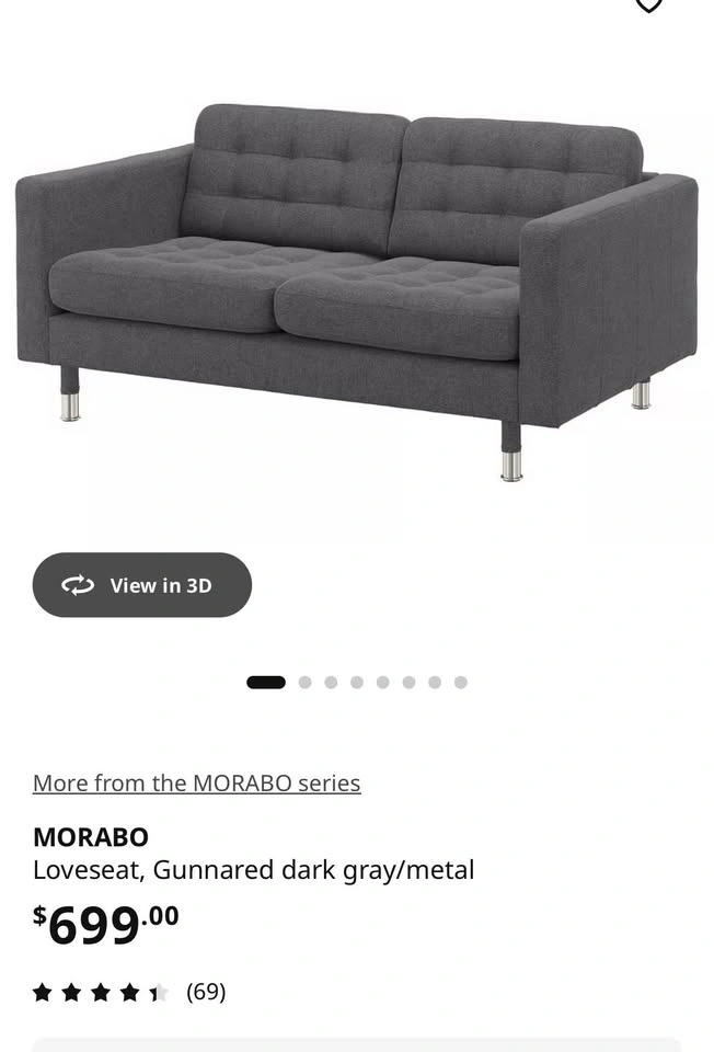 MORABO Loveseat, Gunnared dark gray/metal - photo 5
