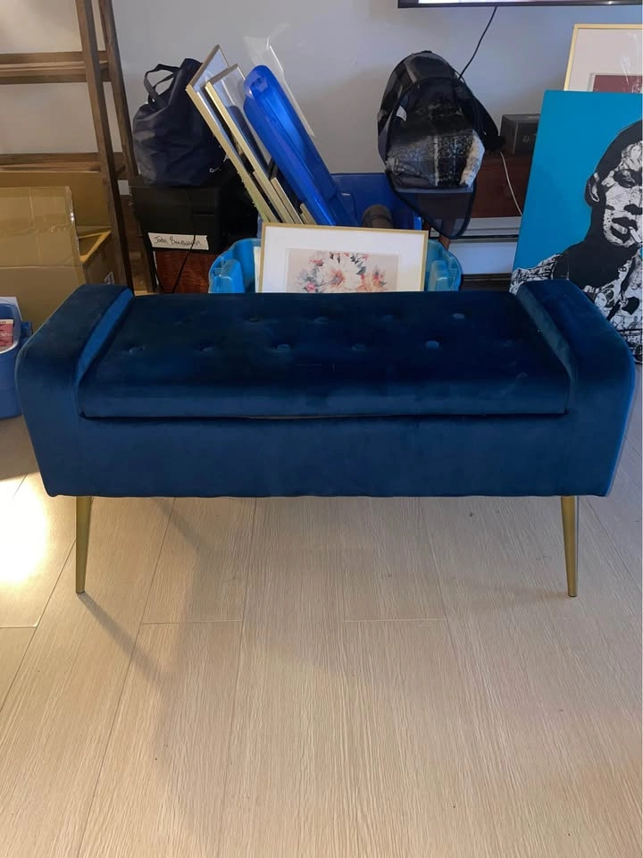 Velvet blue brand new storage bench - photo 4