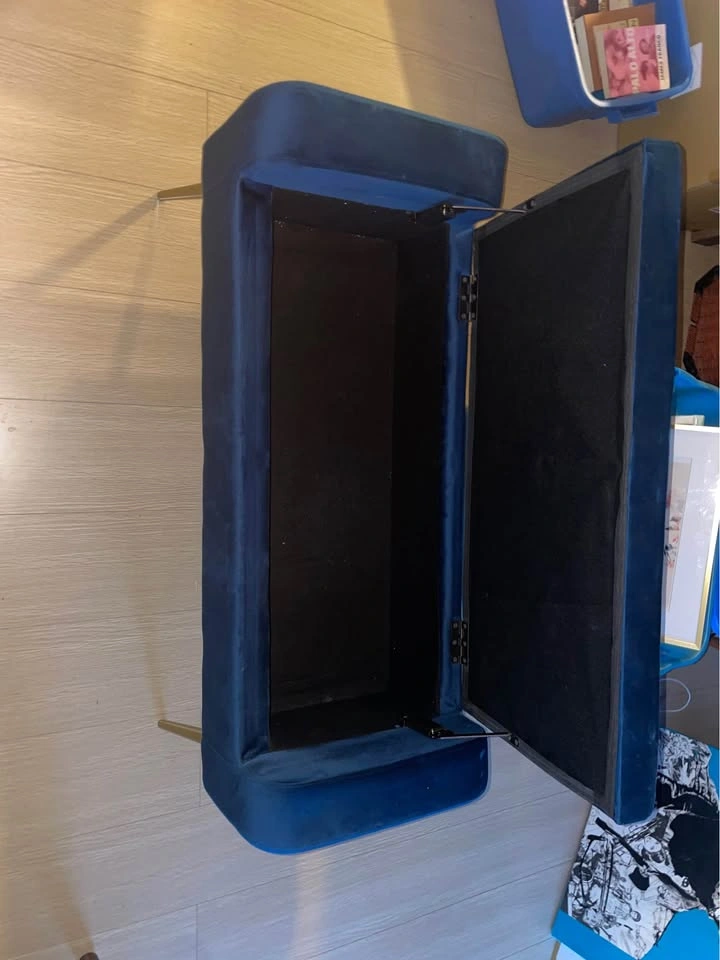 Velvet blue brand new storage bench - photo 5