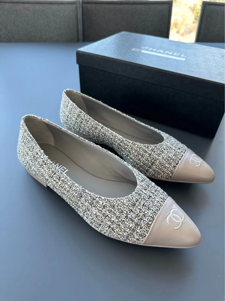 New Chanel Tweed Cap Toe Ballet Flats - photo 2