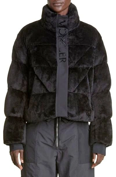 Moncler Women's Bourdon Cropped Velvet Down Jacket Size 0