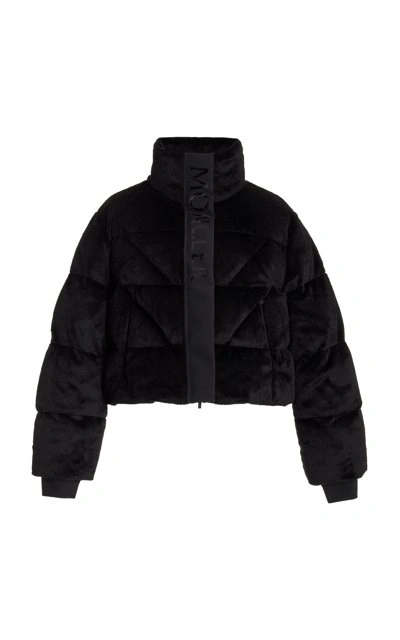 Moncler Women's Bourdon Cropped Velvet Down Jacket Size 0 - photo 2