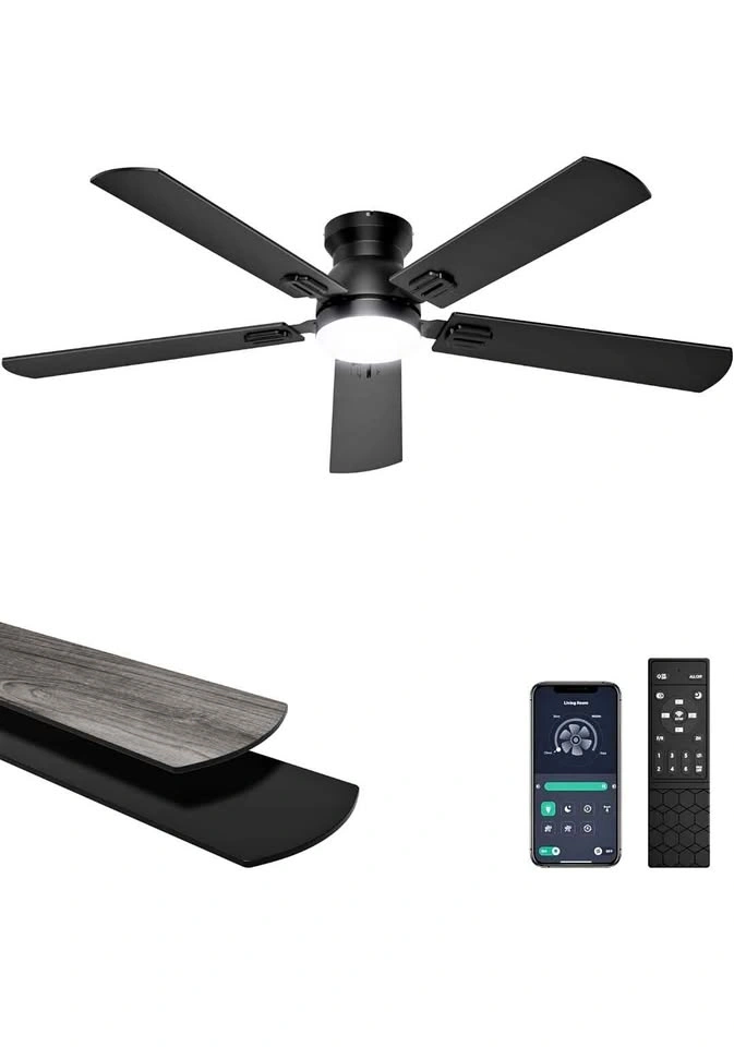 Ohniyou 52'' Low Profile Ceiling Fan with Light & Remote