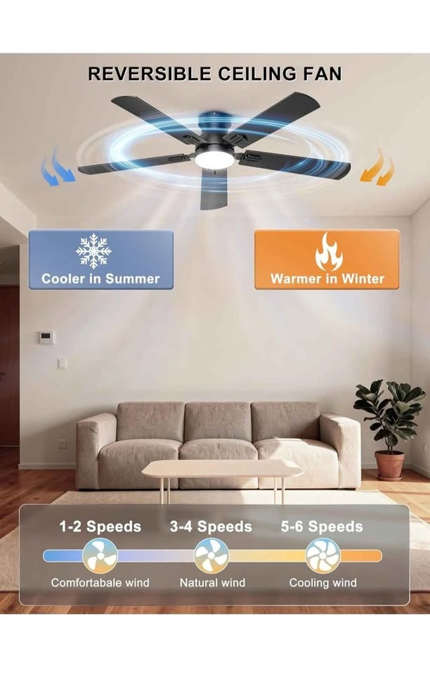 Ohniyou 52'' Low Profile Ceiling Fan with Light & Remote - photo 4