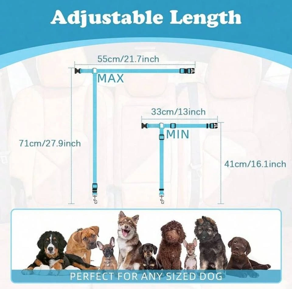 Pet Car Safety Belt – Light Blue - photo 3