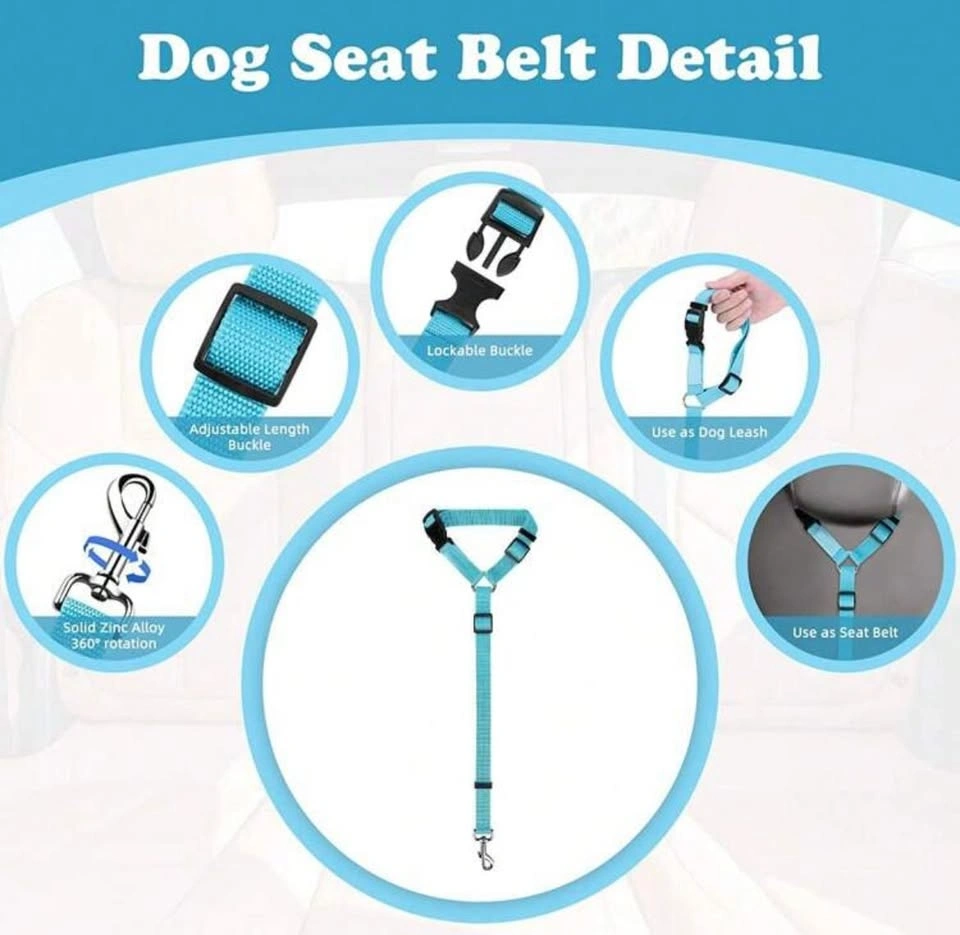 Pet Car Safety Belt – Light Blue - photo 4