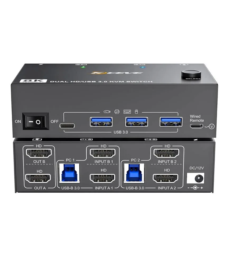KVM Switch 2 Monitors 2 Computers BNIB thumbnail