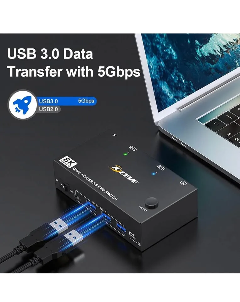 KVM Switch 2 Monitors 2 Computers BNIB image indicator(6)