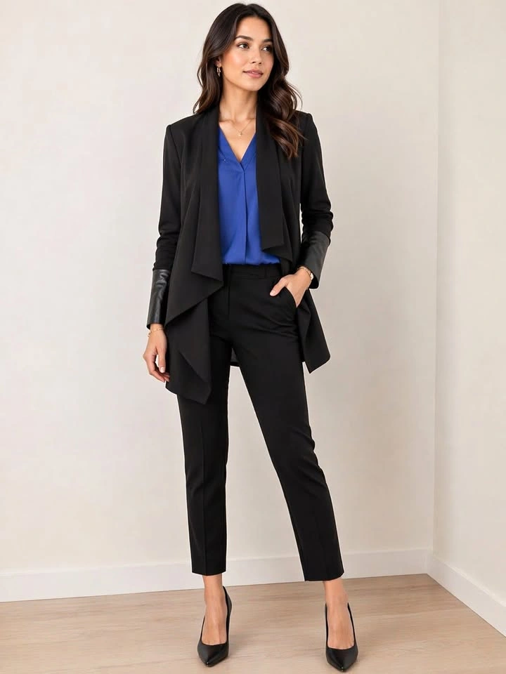 Rudsak Black Waterfall Blazer with Vegan Leather Trim