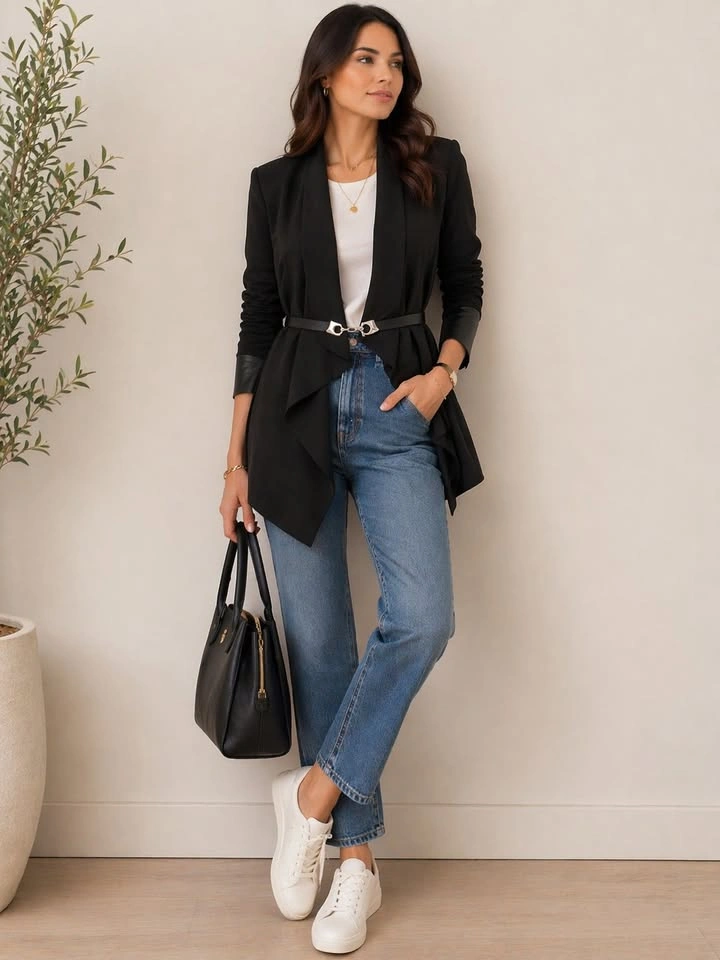 Rudsak Black Waterfall Blazer with Vegan Leather Trim - photo 3