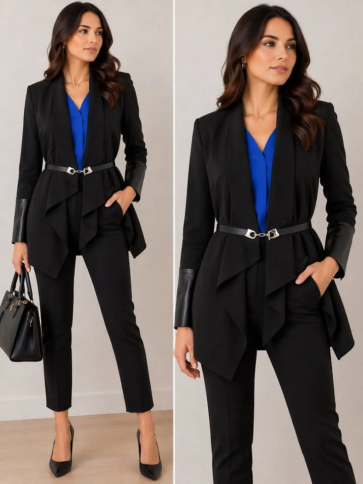 Rudsak Black Waterfall Blazer with Vegan Leather Trim - photo 4