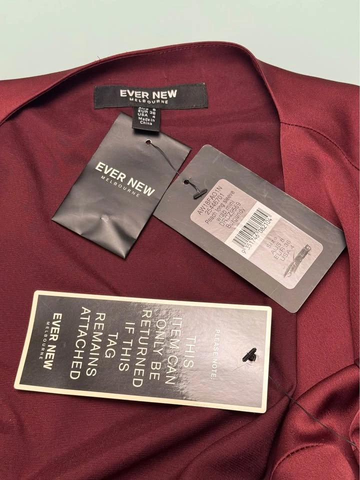 Ever New NWT Long Sleeve Wrap Dress Burgundy 4 (Fabric note) - photo 2