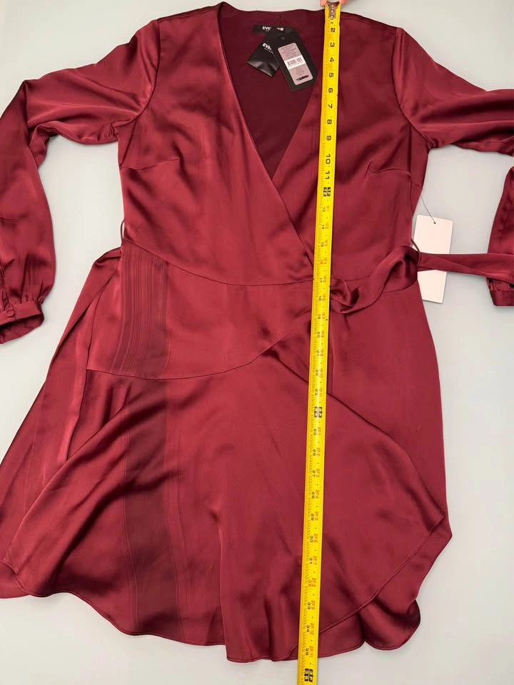 Ever New NWT Long Sleeve Wrap Dress Burgundy 4 (Fabric note) - photo 3