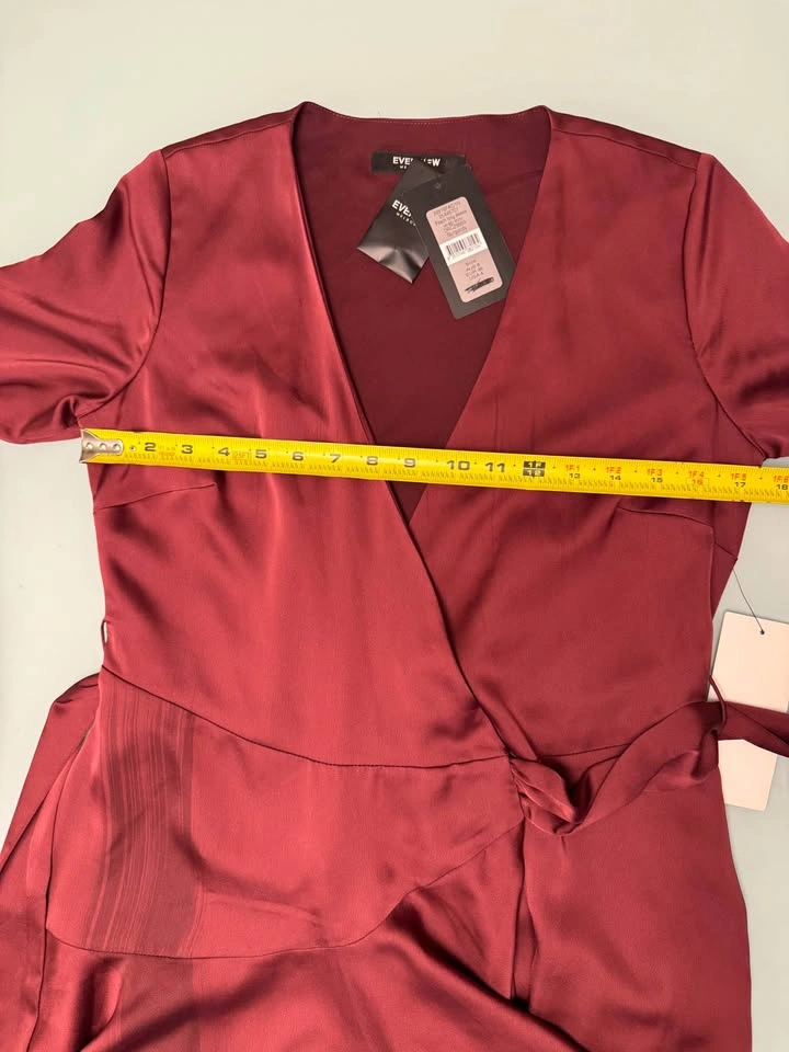 Ever New NWT Long Sleeve Wrap Dress Burgundy 4 (Fabric note) - photo 5