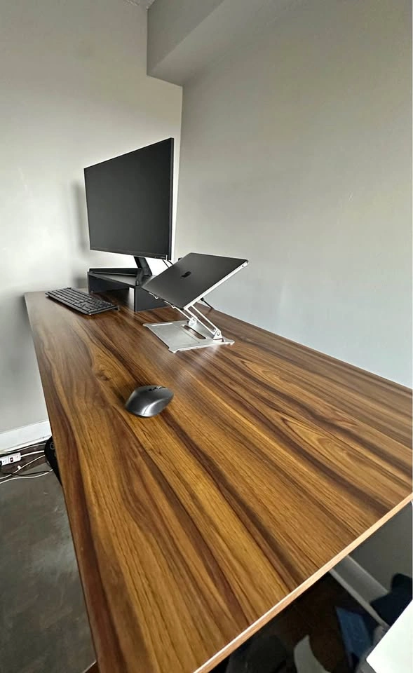 Electric Height Adjustable Standing Desk, Walnut SHW