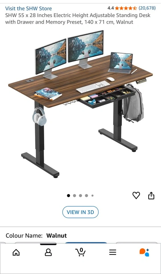 Electric Height Adjustable Standing Desk, Walnut SHW - photo 4