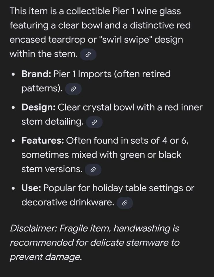 Vintage Pier 1 Blood Tear Drop Wine Glasses - photo 4