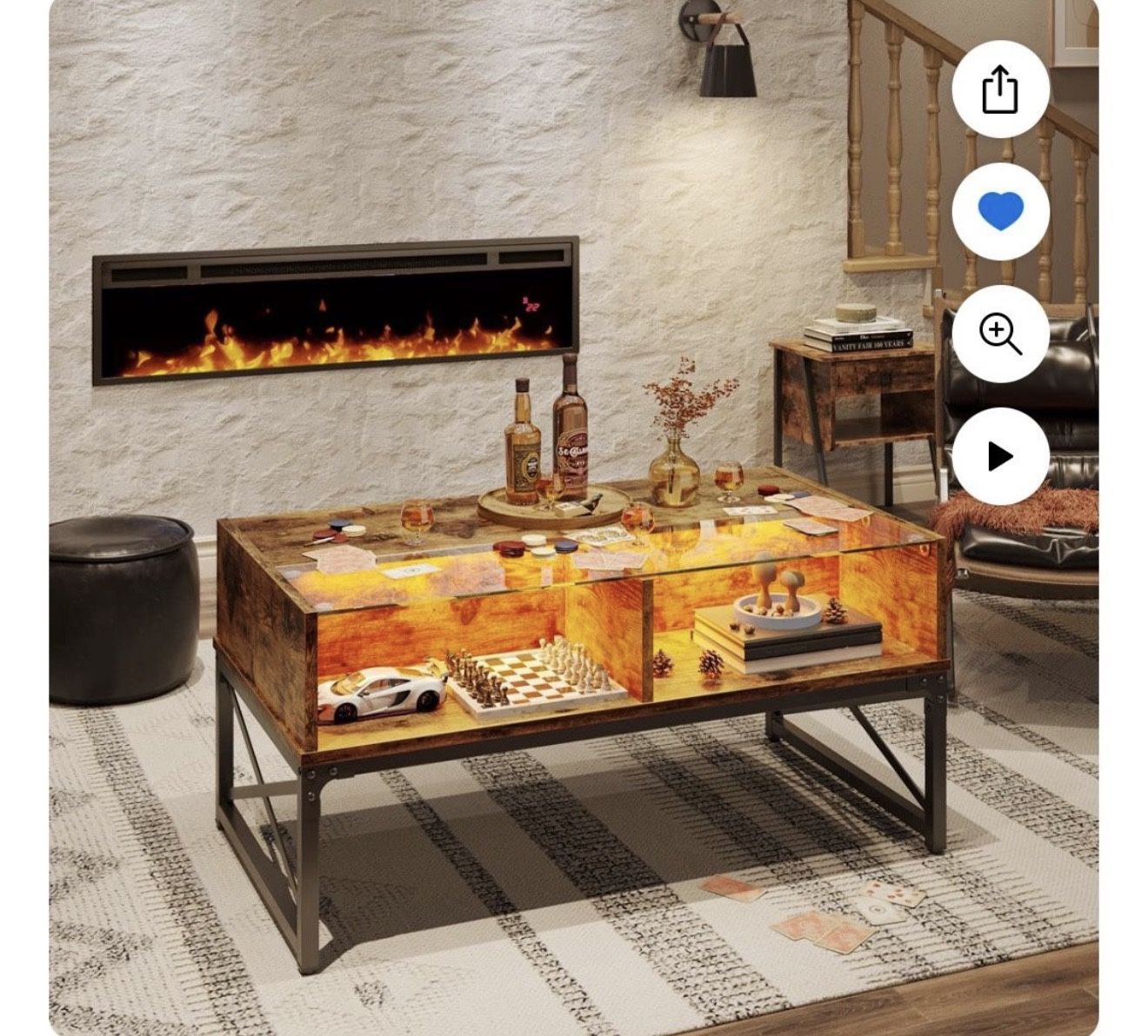 LED Light & Storage for Living Room Rustic