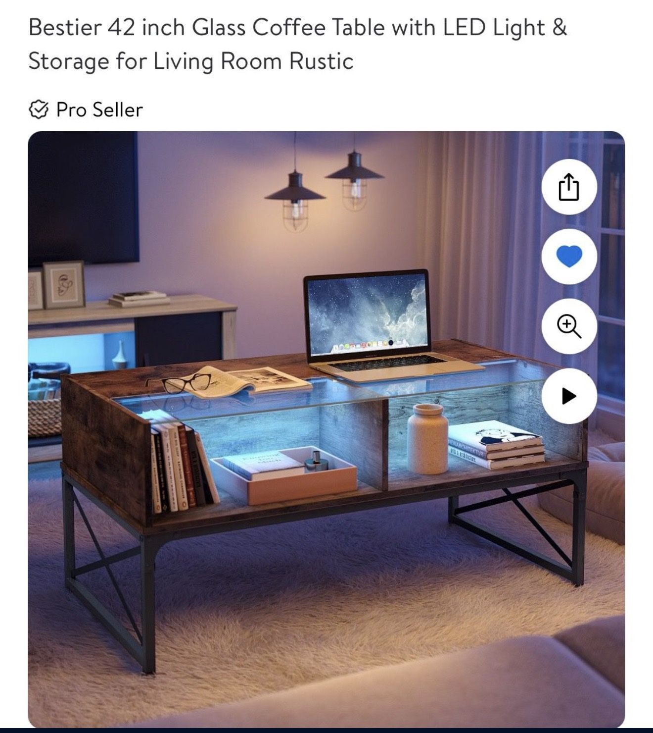 LED Light & Storage for Living Room Rustic - photo 4