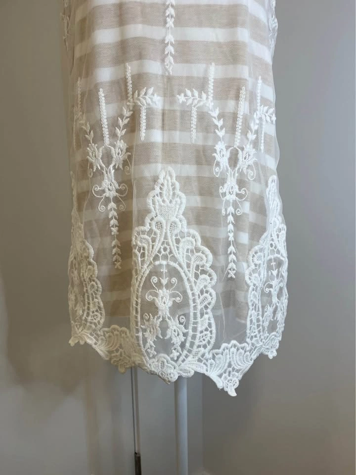 RICKI’s Beige & White Striped Lace-Trim Tank Top - photo 3