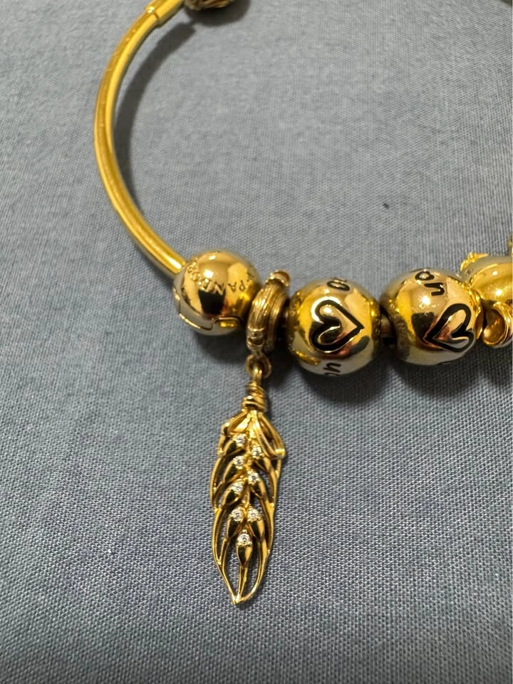 Pandora Gold Plated Bangle Bracelet with Disney Charms - photo 3