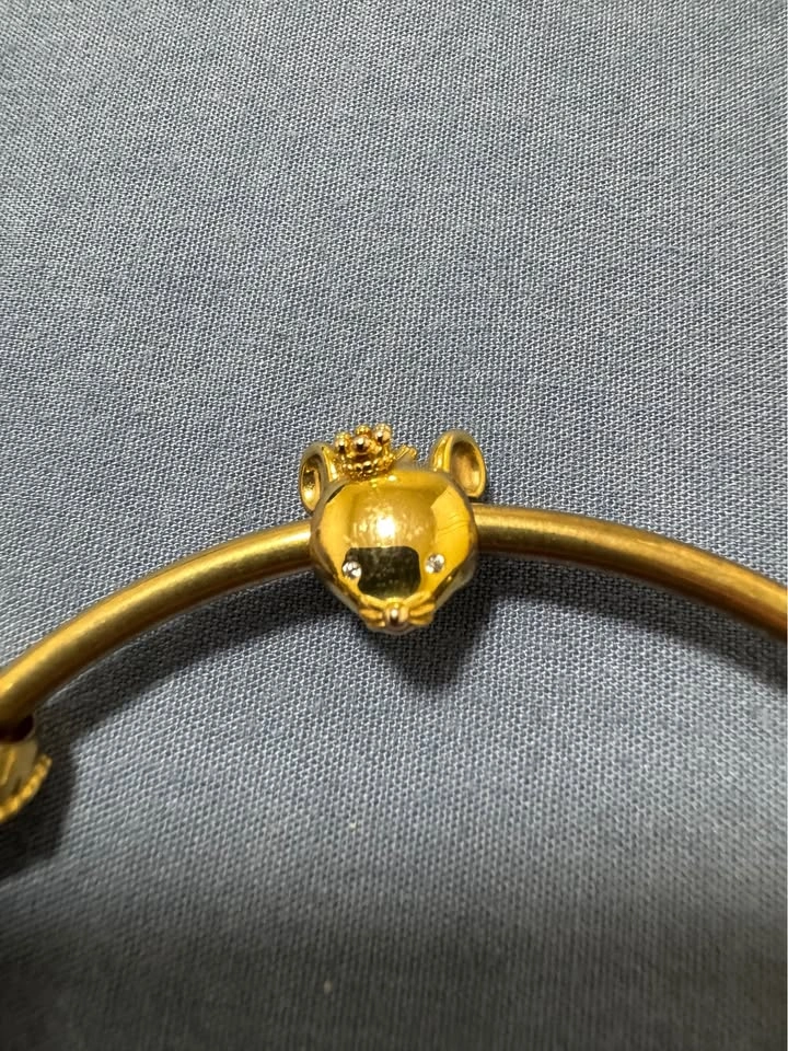 Pandora Gold Plated Bangle Bracelet with Disney Charms - photo 4