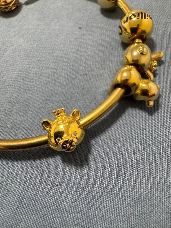 Pandora Gold Plated Bangle Bracelet with Disney Charms - photo 5