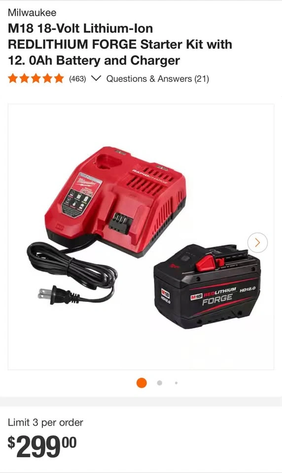 Milwaukee M18 REDLITHIUM FORGE Starter Kit w/ 12.0Ah Battery & C - photo 4