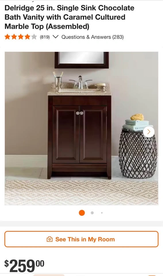 24in. Single Sink Chocolate Bath Vanity - photo 2