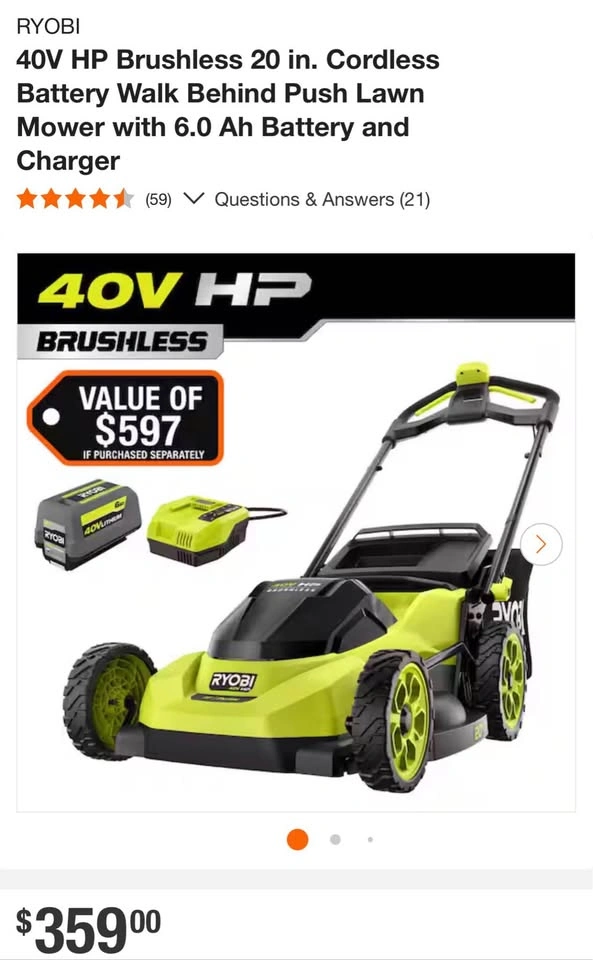 40V HP Brushless 20 in. Cordless Mower w/ 6.0 Ah Battery & Charg - photo 2