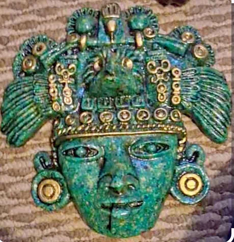 Mid century Mesoamerican deity face mask