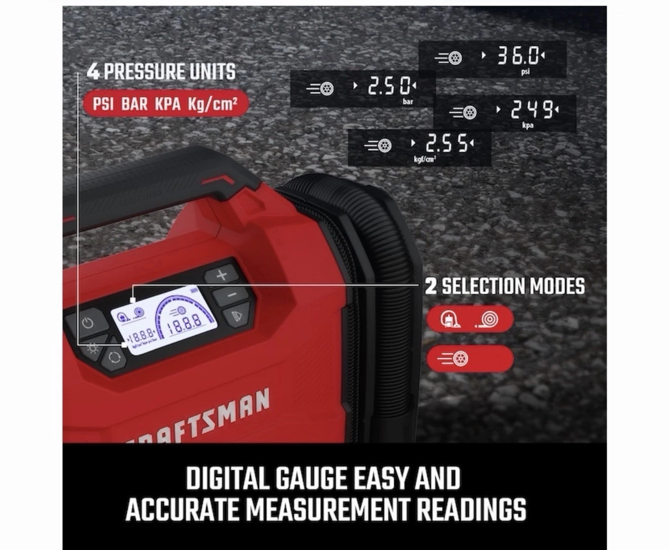 Craftsman V20 3-in-1 Inflator Vacuum Blower Digital Gauge
