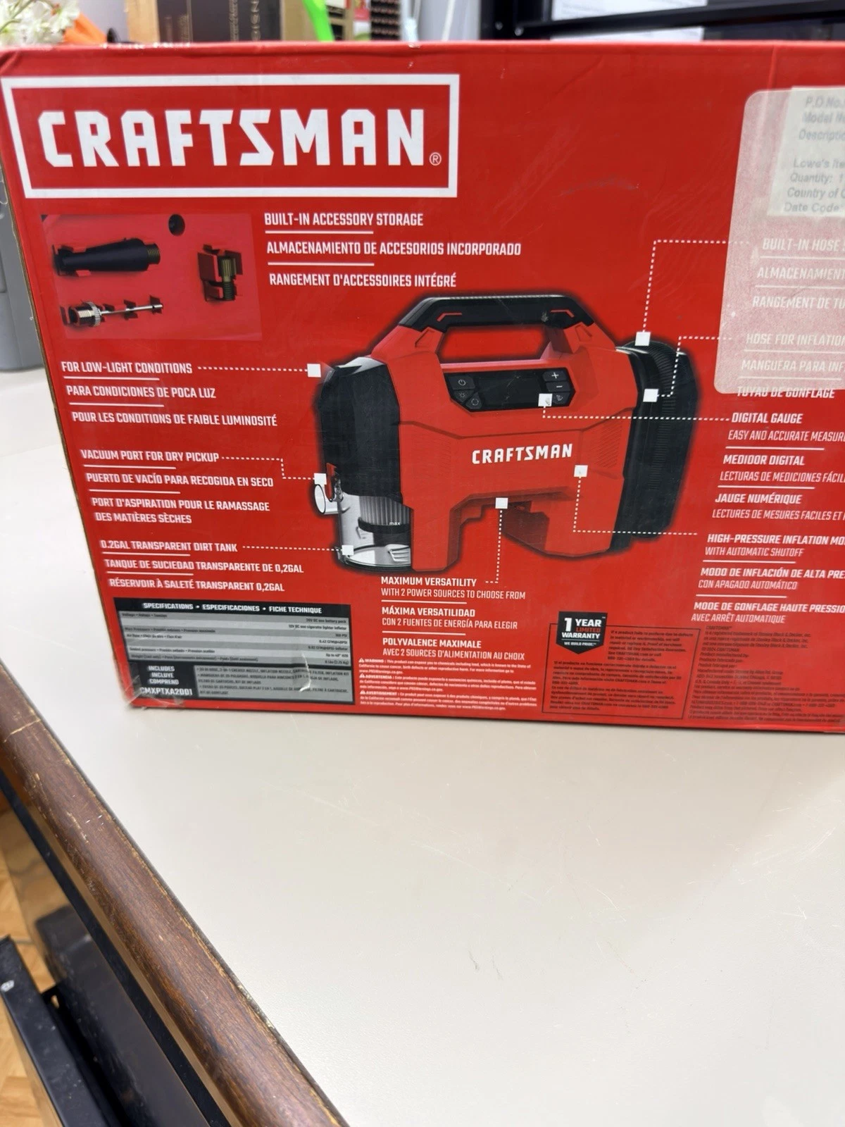 Craftsman V20 3-in-1 Inflator Vacuum Blower Digital Gauge - photo 5