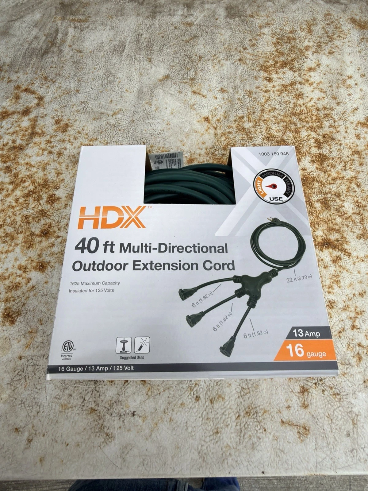 HDX 40 ft Outdoor Extension Cord - 3 Outlets, Green