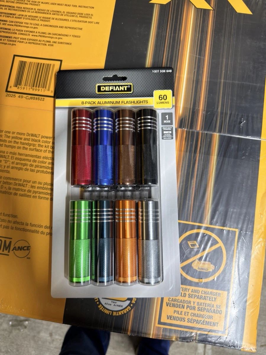 Defiant 8-Pack Aluminum LED Flashlights 60 Lumens Multicolor Bat - photo 5