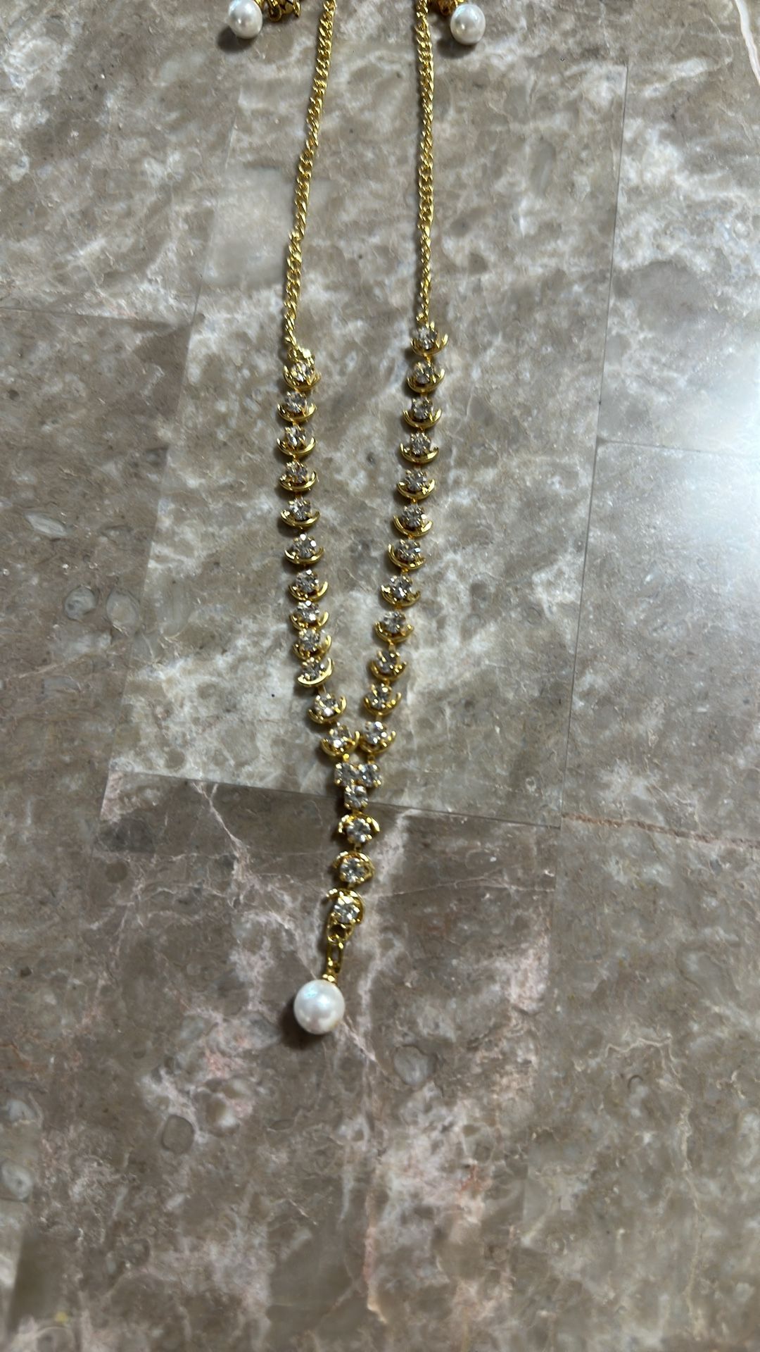 Necklace and earrings set brand new very beautiful with a pearl - photo 2