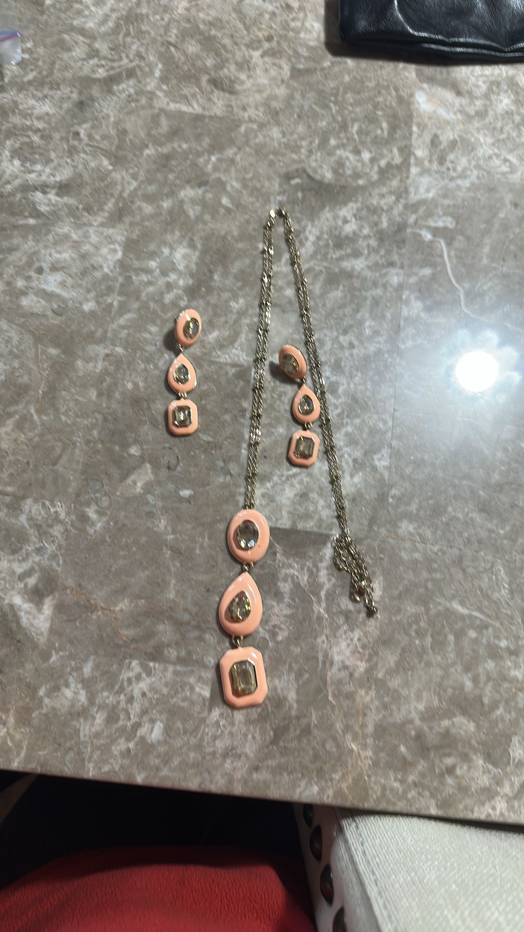 Long neckless with earrings set