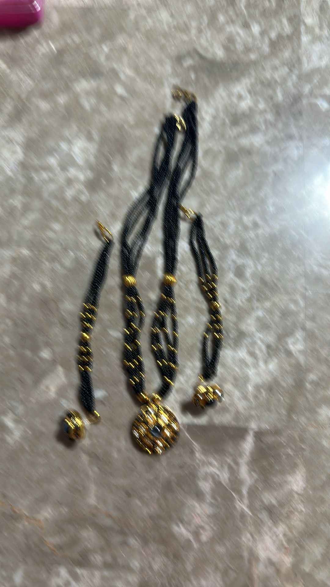 Black and Gold Beads Necklace and Earrings Set - photo 4