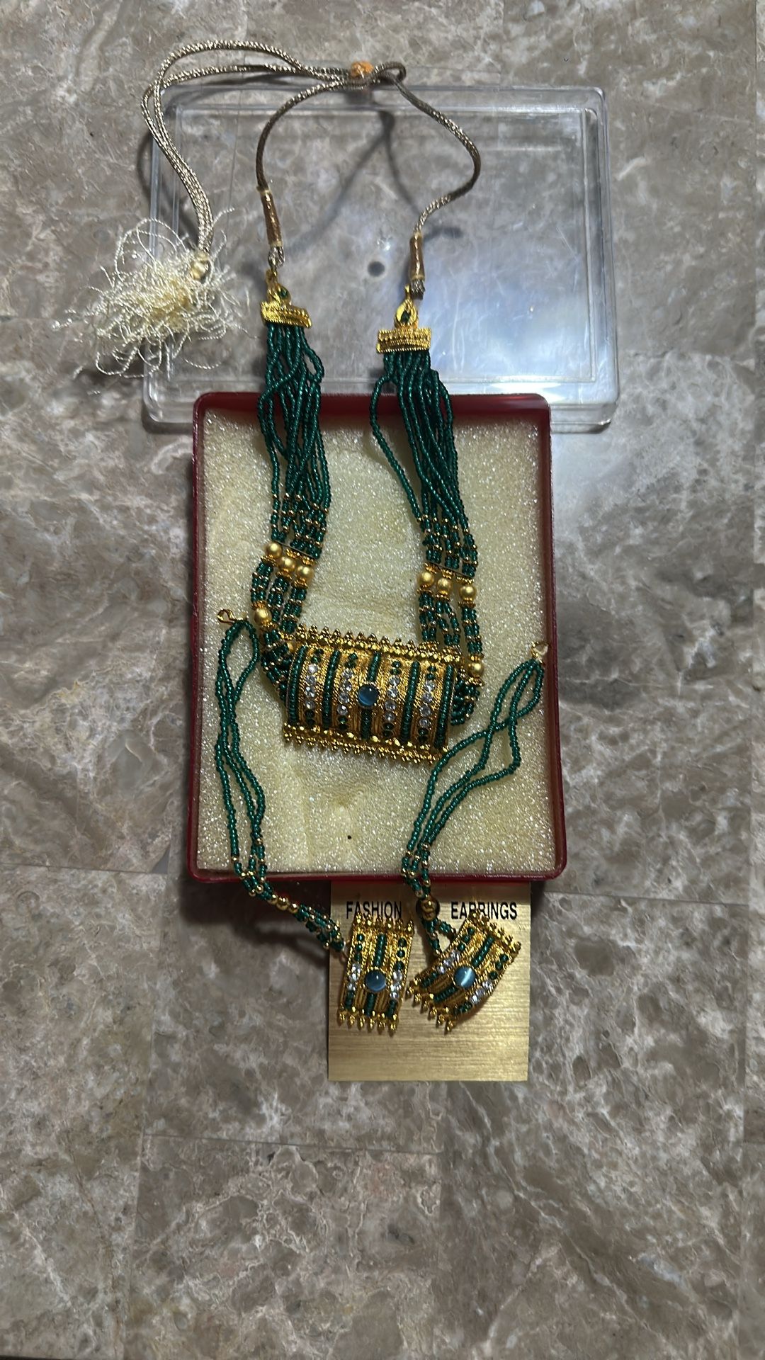 Indian Jewelry Set - Dark Green & Gold